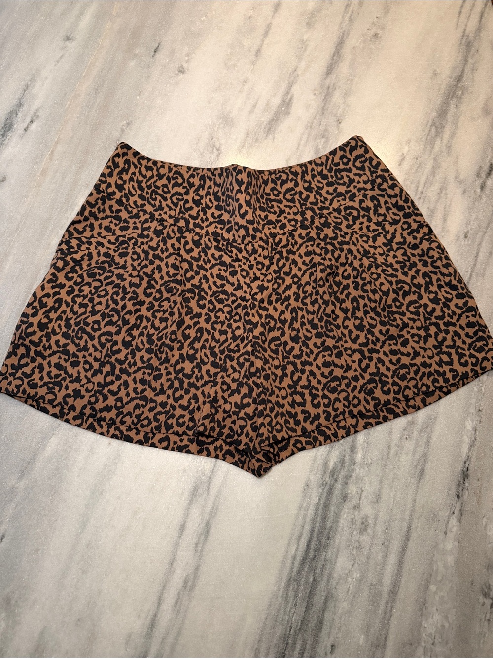 LOFT Leopard Print High-Waist Shorts in Brown and Black